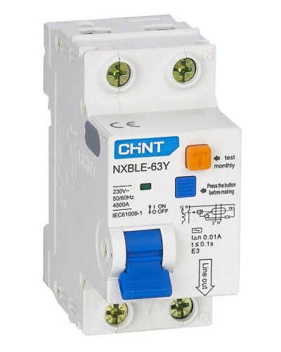 NXBLE-63Y (R) 1п+N C 6А 30мА электронный тип AC 4.5кА CHINT (105540). Автоматический выключатель дифференциального тока. CHINT в Черкесске