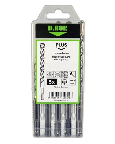 Набор буров SDS-plus V PLUS 5шт, 2-cutting (242030): Набор буров SDS-plus (6х110 мм; 6,8,10,12х160 мм) в Черкесске