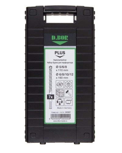 Набор буров SDS-plus V PLUS 7шт, 2-cutting (240987). Набор буров SDS-plus (5,6,8х110 мм; 6,8,10,12х160 мм). D.BOR в Черкесске