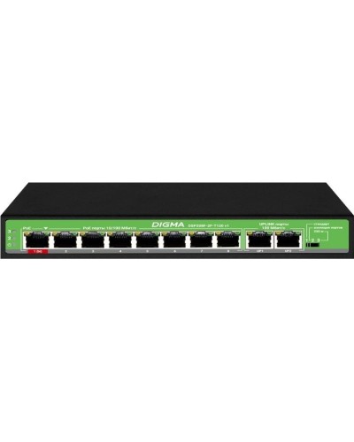 DSP208F-2F-T120 DSP208F-2F-T120 V1 (L2) 10х100Мбит/с 8PoE 8PoE+ 120W. Коммутатор с питанием по PoE. Digma в Черкесске
