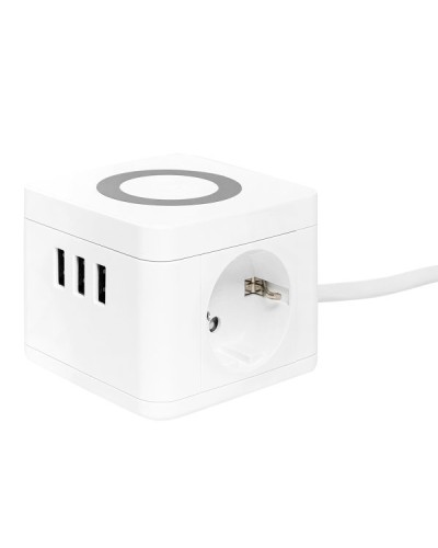 Удлинитель Куб 2 гнезда 3USB 2,4А+зарядное устройство 1,3 метра 1мм2. Удлинитель Куб. EKF в Черкесске
