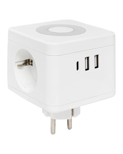 Тройник Куб 2 гнезда 2USB 2,4А+Type C + Ночник. Тройник Куб. EKF в Черкесске