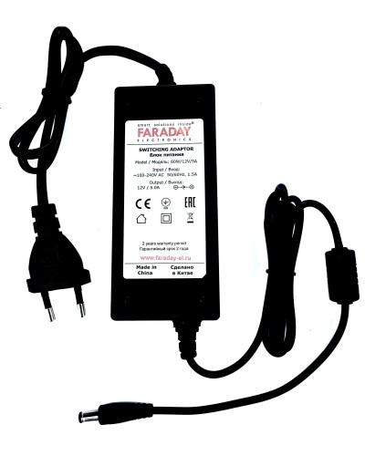 60W/12V/5A. Импульсный блок питания в пластиковом корпусе. FARADAY в Черкесске