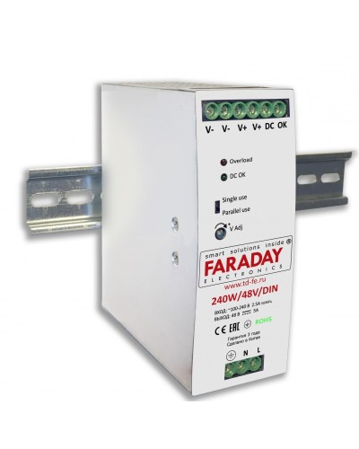240W/48V/DIN. Блок питания. FARADAY в Черкесске
