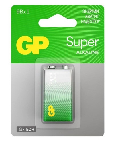 GP Super Alkaline 9V Крона (GP 1604AA21-5CRSBC1), БЛИСТЕР. Алкалиновая батарейка. GP Batteries в Черкесске
