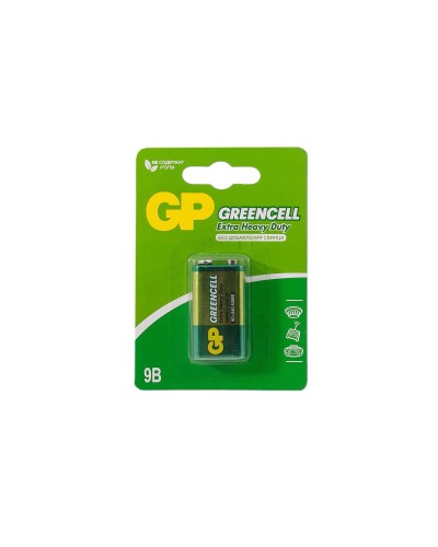 GP GreenCell 9V Крона (GP 1604GLF-2CR1), БЛИСТЕР. Солевая батарейка. GP Batteries в Черкесске