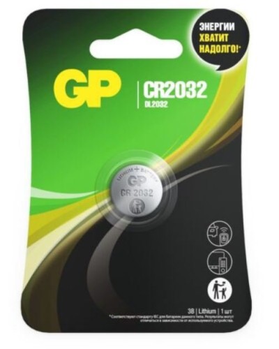 GP Lithium CR2032 (GP CR2032-2CRU1 10/600), БЛИСТЕР. Литиевая дисковая батарея. GP Batteries в Черкесске