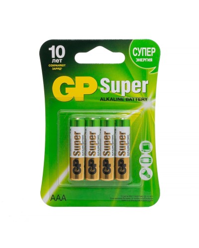 GP Super Alkaline 24A AAA (GP 24A-2CR4), упак. 4 шт. БЛИСТЕР. Алкалиновые батарейки. GP Batteries в Черкесске