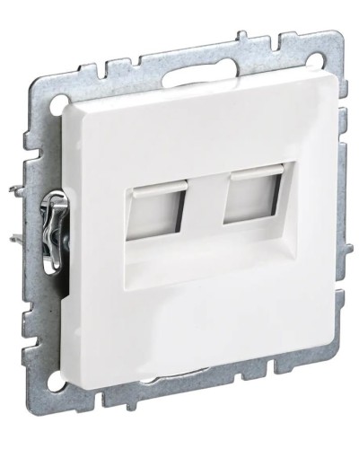 Розетка RJ11+RJ45 РК/Т12-БрБ белая BRITE (BR-KT20-O-1-K01). Розетка двойная. IEK в Черкесске