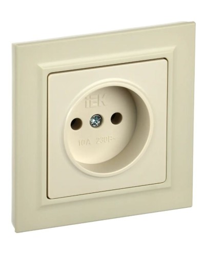 Розетка без з/к РС10-1-0-БрКр бежевый BRITE (BR-R10-10-K10). Розетка без заземления без защитных шторок. IEK в Черкесске
