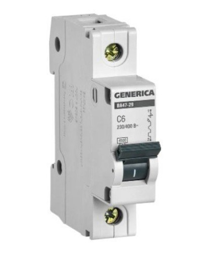 GENERICA ВА47-29 1P C 6А 4,5кА (MVA25-1-006-C). Автоматический выключатель. IEK в Черкесске