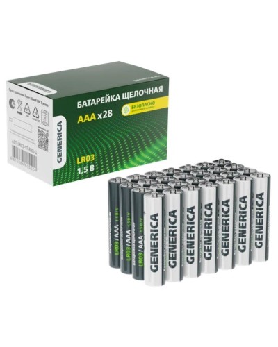 Батарейка Alkaline LR03/AAA GENERICA (28 шт) (ABT-LR03-ST-B28-G). Батарейка щелочная. IEK в Черкесске