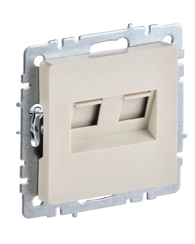Розетка RJ45 РК10-2-БрКр кат.5E, бежевый BRITE (BR-K20-1-K10). Розетка компьютерная двойная. IEK в Черкесске