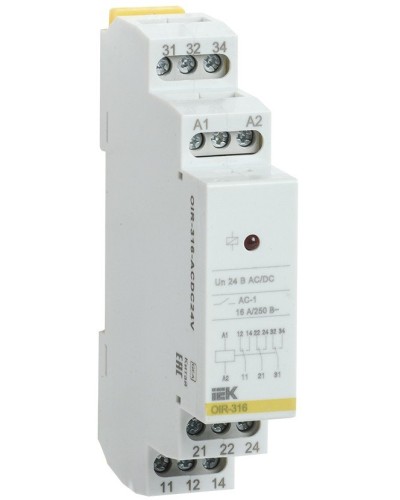 Реле промежуточное модульное OIR 3 контакта 16А 24В AC/DC (OIR-316-ACDC24V). Реле промежуточное модульное. IEK в Черкесске