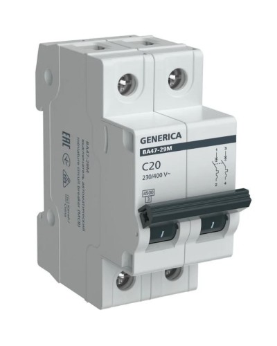 GENERICA ВА47-29М 2P C 20А 4,5кА (MVA21-2-020-C-G). Автоматический выключатель. IEK в Черкесске