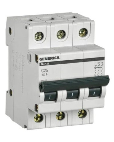 GENERICA ВА47-29 3P C 25А 4,5кА (MVA25-3-025-C). Автоматический выключатель. IEK в Черкесске