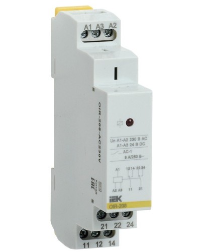 Реле промежуточное модульное OIR 2 контакта 8А 230В AC (OIR-208-AC230V). Реле промежуточное модульное. IEK в Черкесске