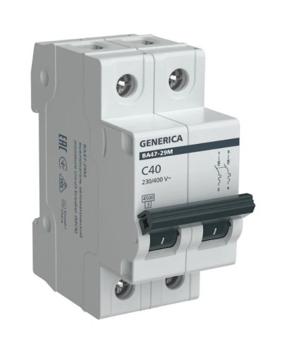 GENERICA ВА47-29М 2P C 40А 4,5кА (MVA21-2-040-C-G). Автоматический выключатель. IEK в Черкесске