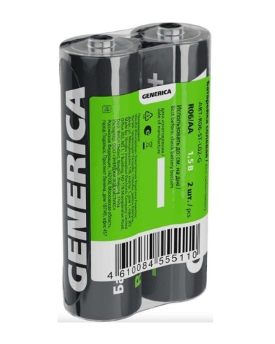 Батарейка солевая R06/AA GENERICA (2 шт) (ABT-R06-ST-L02-G). Батарейка солевая. IEK в Черкесске