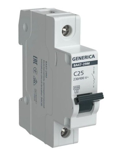 GENERICA ВА47-29М 1P C 25А 4,5кА (MVA21-1-025-C-G). Автоматический выключатель. IEK в Черкесске
