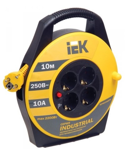 УК10 4 места, 10м (WKP14-10-04-10). Удлинитель на катушке Industrial. IEK в Черкесске