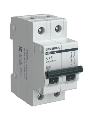 GENERICA ВА47-29М 2P C 16А 4,5кА (MVA21-2-016-C-G). Автоматический выключатель. IEK в Черкесске