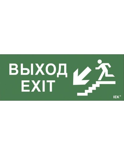 Самоклеящаяся этикетка Выход/лестница вниз/фигура (LPC10-1-24-09-VLVNF). Самоклеящаяся этикетка 240х90 мм. IEK в Черкесске