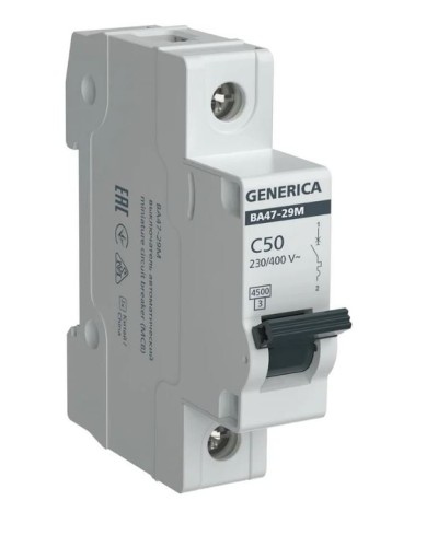 GENERICA ВА47-29М 1P C 50А 4,5кА (MVA21-1-050-C-G). Автоматический выключатель. IEK в Черкесске