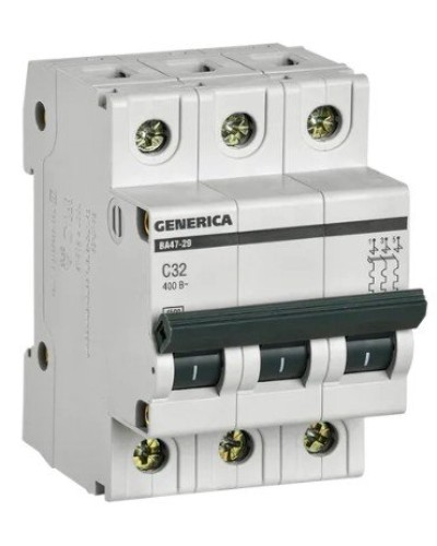 GENERICA ВА47-29 3P C 32А 4,5кА (MVA25-3-032-C). Автоматический выключатель. IEK в Черкесске