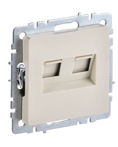 Розетка RJ11+RJ45 РК/Т12-БрКр бежевый BRITE (BR-KT20-O-1-K10). Розетка двойная. IEK в Черкесске