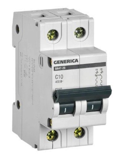 GENERICA ВА47-29 2P C 10А 4,5кА (MVA25-2-010-C). Автоматический выключатель. IEK в Черкесске