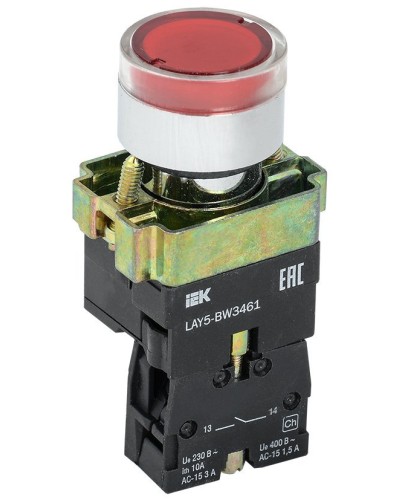 Кнопка LAY5-BW3461 с подсветкой красный 1з (BBT50-BW-K04). Кнопка с подсветкой. IEK в Черкесске