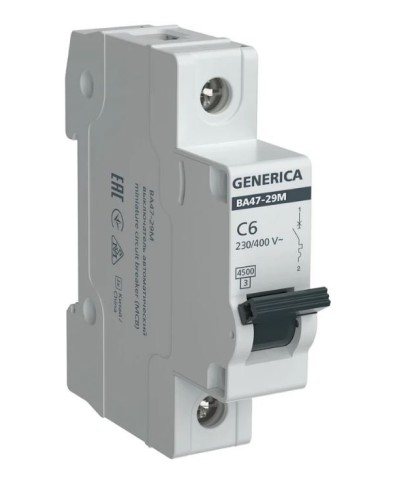 GENERICA ВА47-29М 1P C 6А 4,5кА (MVA21-1-006-C-G). Автоматический выключатель. IEK в Черкесске