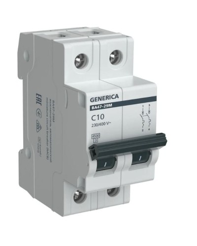 GENERICA ВА47-29М 2P C 10А 4,5кА (MVA21-2-010-C-G). Автоматический выключатель. IEK в Черкесске