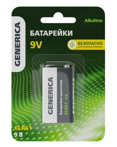 Батарейка Alkaline 6LR61 9V GENERICA (ABT-6LR619V-ST-L02-G). Батарейка щелочная. IEK в Черкесске