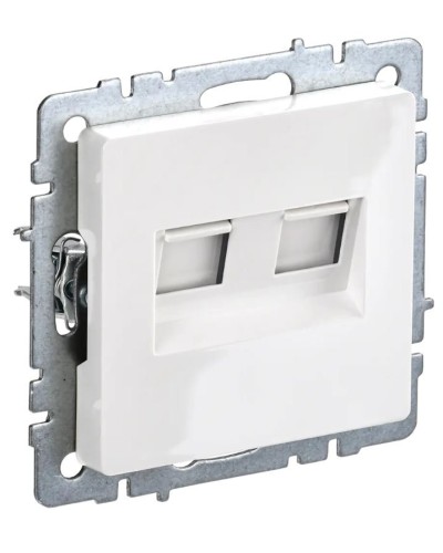 Розетка RJ45 РК10-2-БрБ кат.5E, белая BRITE (BR-K20-1-K01). Розетка компьютерная двойная. IEK в Черкесске