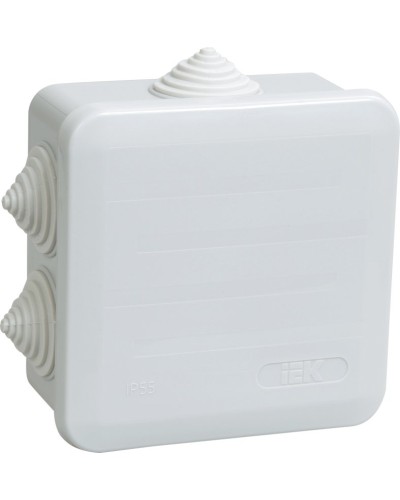 Коробка распаячная КМ41255 100х100х50 открытой проводки IP44 6 гермовводов серая (UKOZ11-100-100-050-K41-44). Коробка распаячная безгалогенная (HF) с защелкивающейся крышкой. IEK в Черкесске