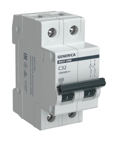GENERICA ВА47-29М 2P C 32А 4,5кА (MVA21-2-032-C-G). Автоматический выключатель. IEK в Черкесске