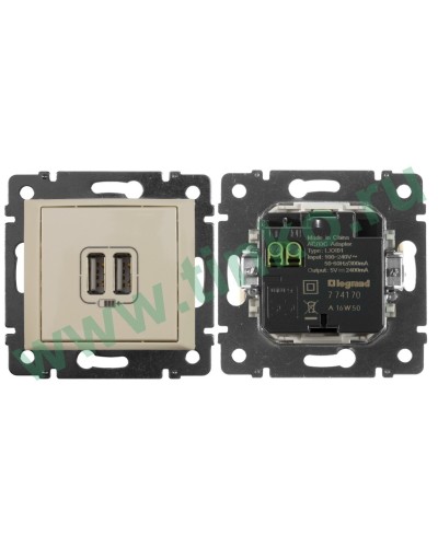 Розетка Valena двойная, USB, слоновая кость (774170). Розетка. LegranD в Черкесске