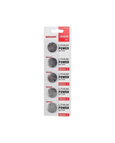 Литиевые батарейки CR2025 3 V 160 mAh (30-1107). Элемент питания. Rexant в Черкесске
