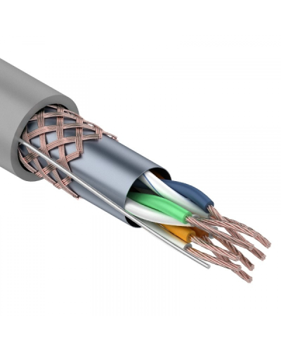 SF/UTP, CAT 5e, PVC, 4PR, 24AWG, INDOOR, STRANDED, серый, 305м, REXANT (01-0343). Кабель «витая пара» (LAN) для структурированных систем связи. Rexant в Черкесске