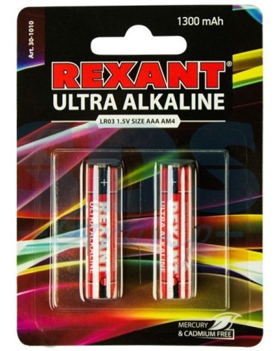 Ультра алкалиновая батарейка AAA/LR03 1,5 V 2 шт. блистер REXANT (30-1010). Элемент питания. Rexant в Черкесске