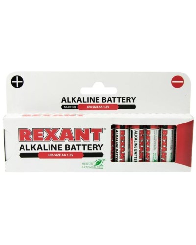 Алкалиновая батарейка AA/LR6 1,5 V 12 шт. REXANT (30-1026). Элемент питания. Rexant в Черкесске