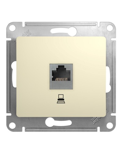 Glossa розетка RJ45 1-местная, кат. 5Е, скрытой установки, механизм, бежевый (GSL000281K). Розетка компьютерная. Systeme Electric в Черкесске