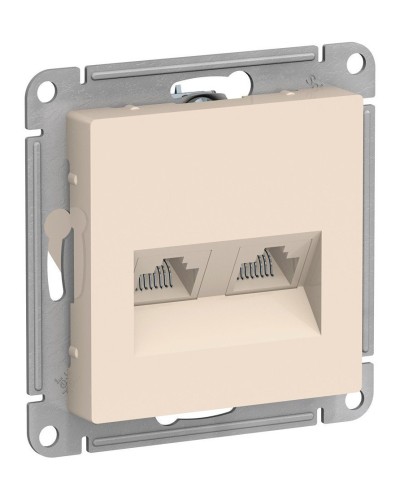 AtlasDesign розетка RJ45+RJ45, 2-местная, скрытой установки, механизм, бежевый (ATN000285). Розетка компьютерная. Systeme Electric в Черкесске