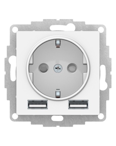 AtlasDesign розетка 1-местная с 2 USB A+A, скрытой установки, механизм, белый (ATN000130). Розетка с USB. Systeme Electric в Черкесске