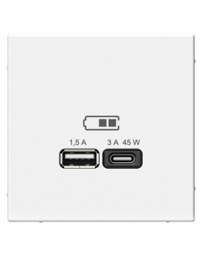ArtGallery розетка USB тип-A+C 45Вт, скрытой установки, механизм, белый (GAL000129). Розетка USB. Systeme Electric в Черкесске