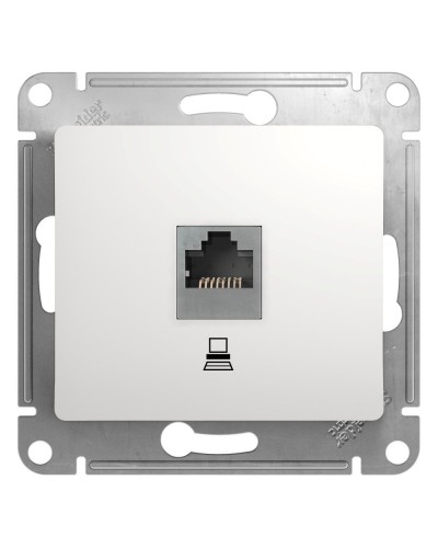 Glossa розетка RJ45 1-местная, кат. 5Е, скрытой установки, механизм, белый (GSL000181K). Розетка компьютерная. Systeme Electric в Черкесске