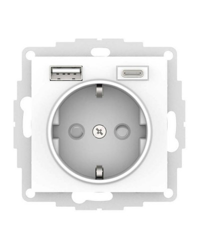 AtlasDesign розетка 1-местная с 2 USB A+C, скрытой установки, механизм, белый (ATN000132). Розетка с USB. Systeme Electric в Черкесске