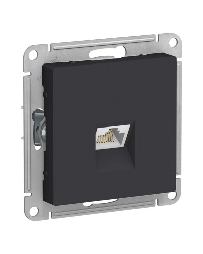 AtlasDesign розетка RJ45, кат. 5Е, 1-местная, скрытой установки, механизм, карбон (ATN001083). Розетка компьютерная. Systeme Electric в Черкесске